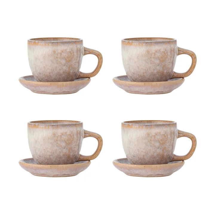 Tasse avec soucoupe Brenta, lot de 4 - Rose - Bloomingville