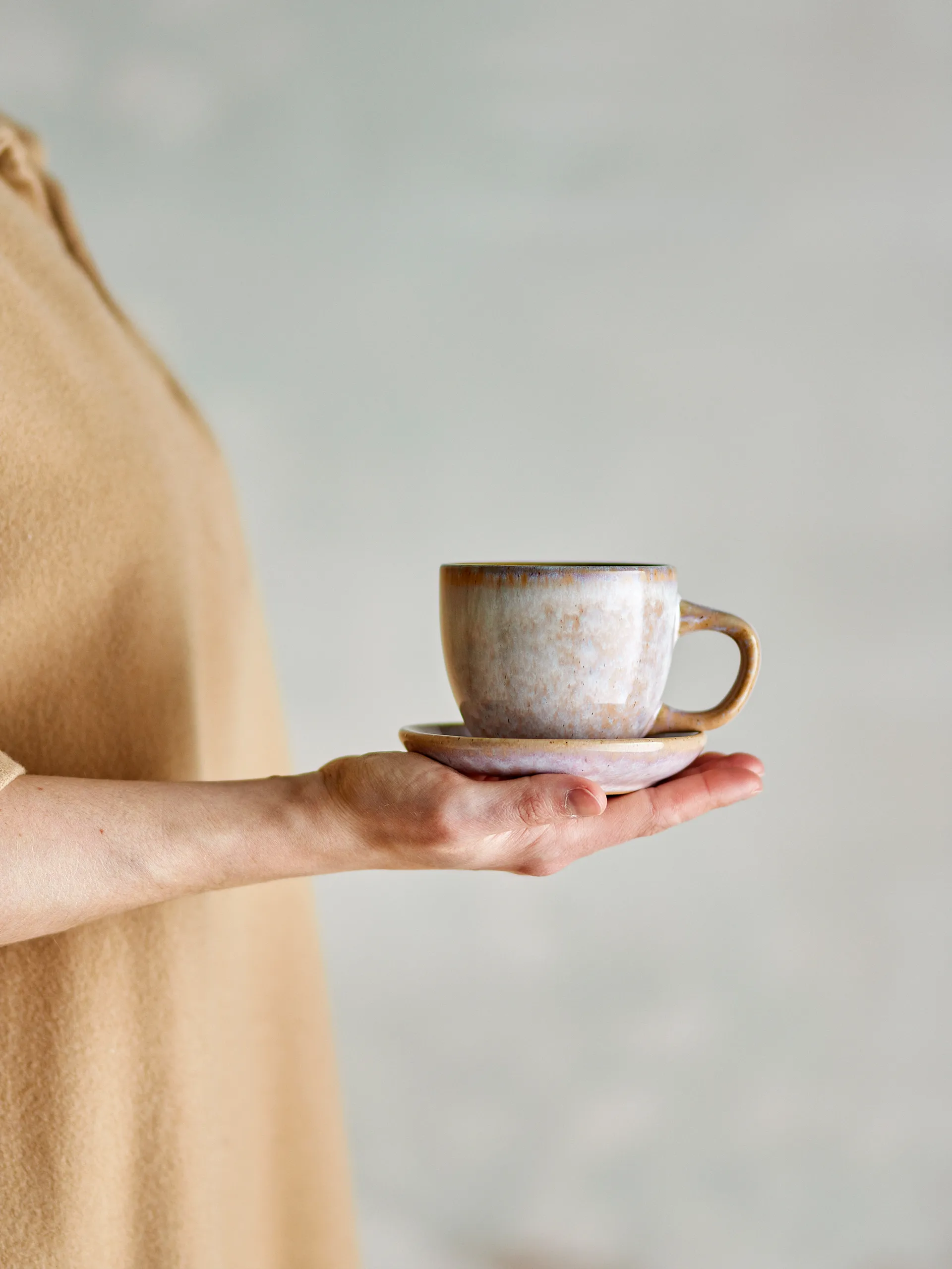 Tasse avec soucoupe Brenta, lot de 4, Rose Bloomingville