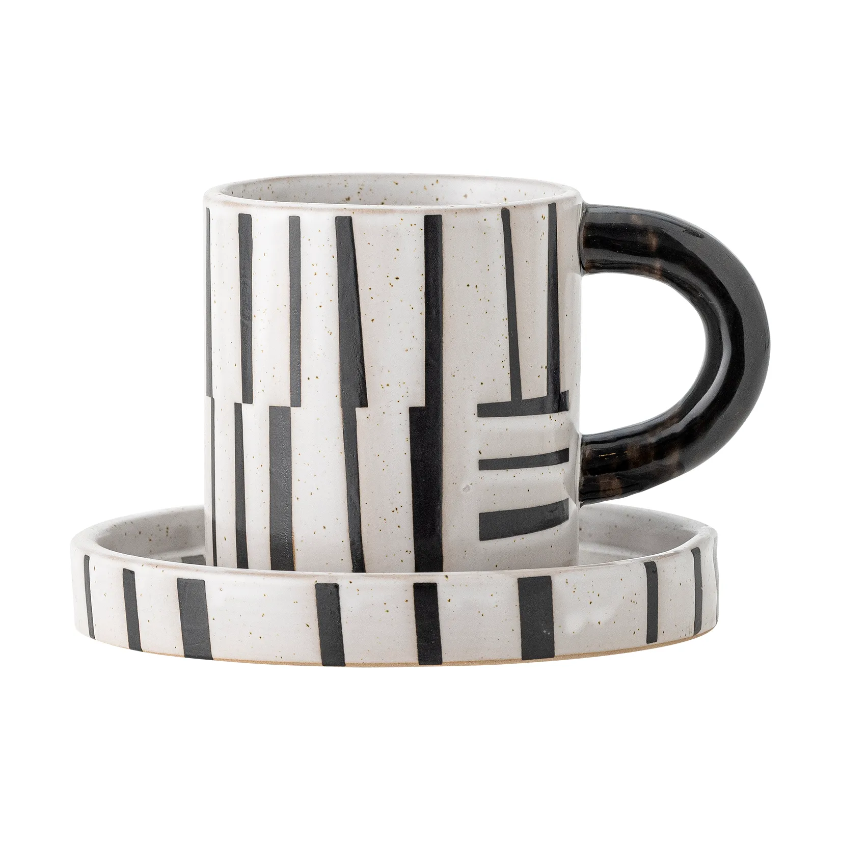 Tasse avec soucoupe Frankie 30 cl, Noir-blanc Bloomingville