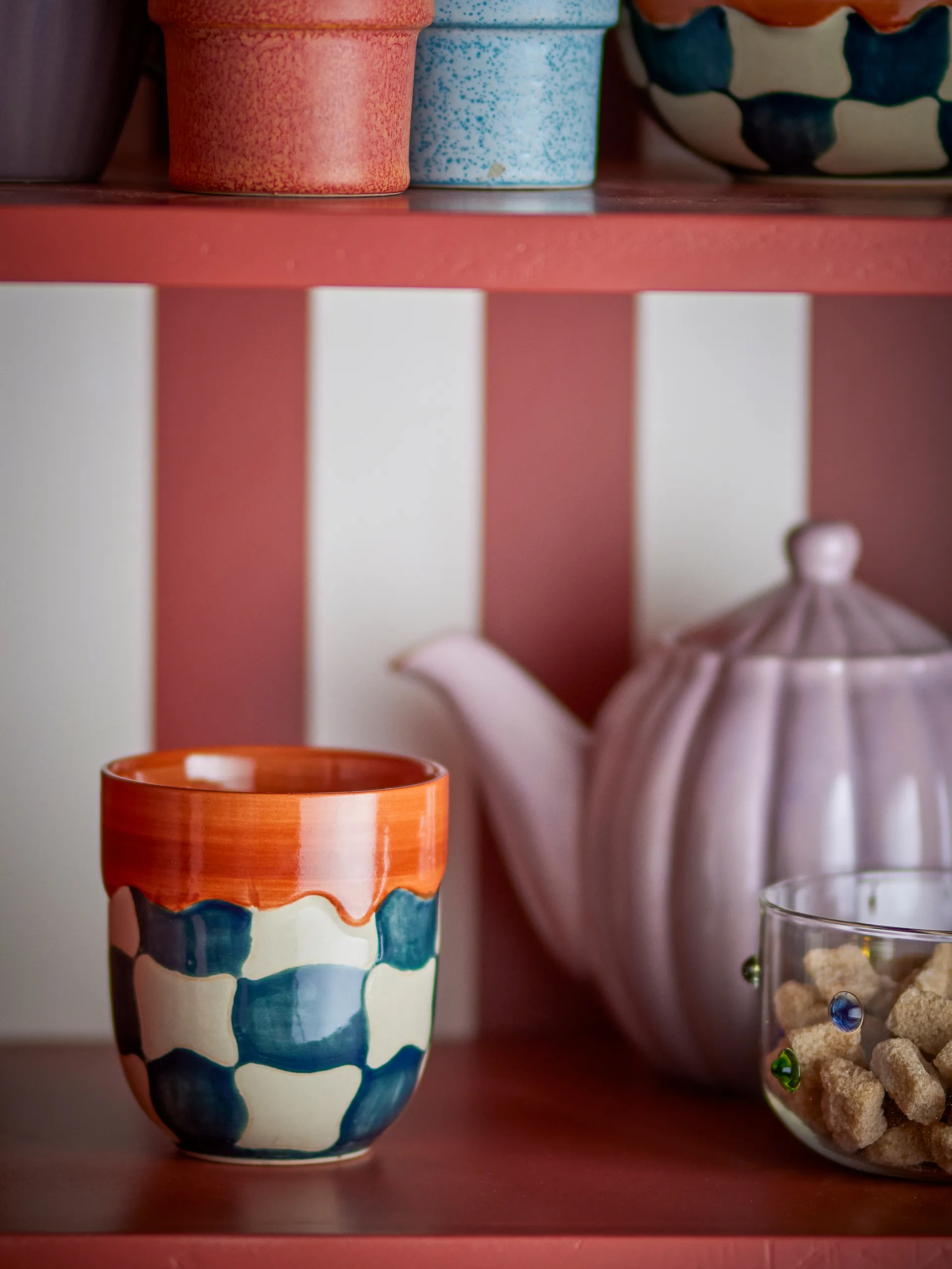 Tasse Check, lot de 4, Bleu Bloomingville