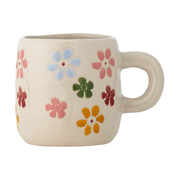 Tasse Millie 11 cl - Blanc, fleurs - Bloomingville