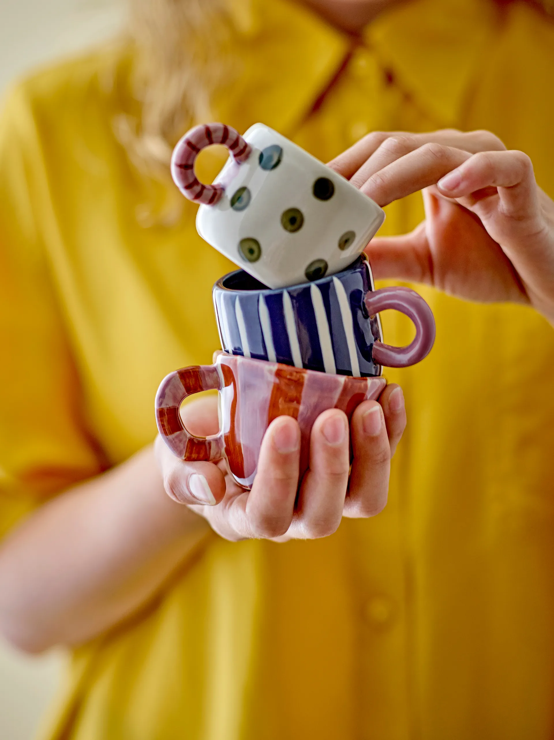 Tasse Nini 11,5 cl, Bleu-rayé Bloomingville