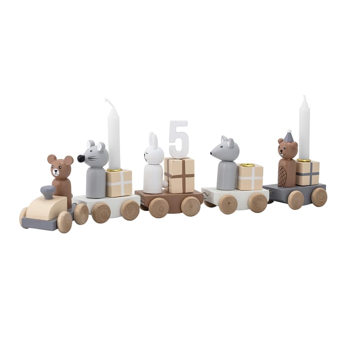 Train d'anniversaire jouet en bois, multi Bloomingville