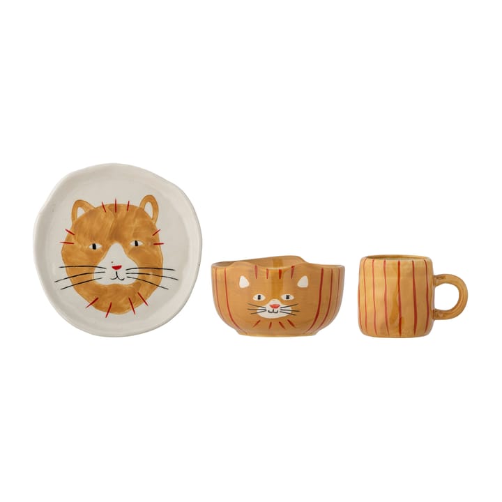 Vaisselle pour enfant Kittie grès 3 pièces - Chat - Bloomingville