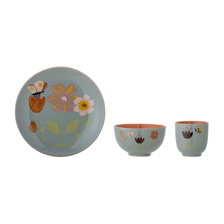 Vaisselle pour enfant Meadow grès 3 pièces, Fleurs Bloomingville