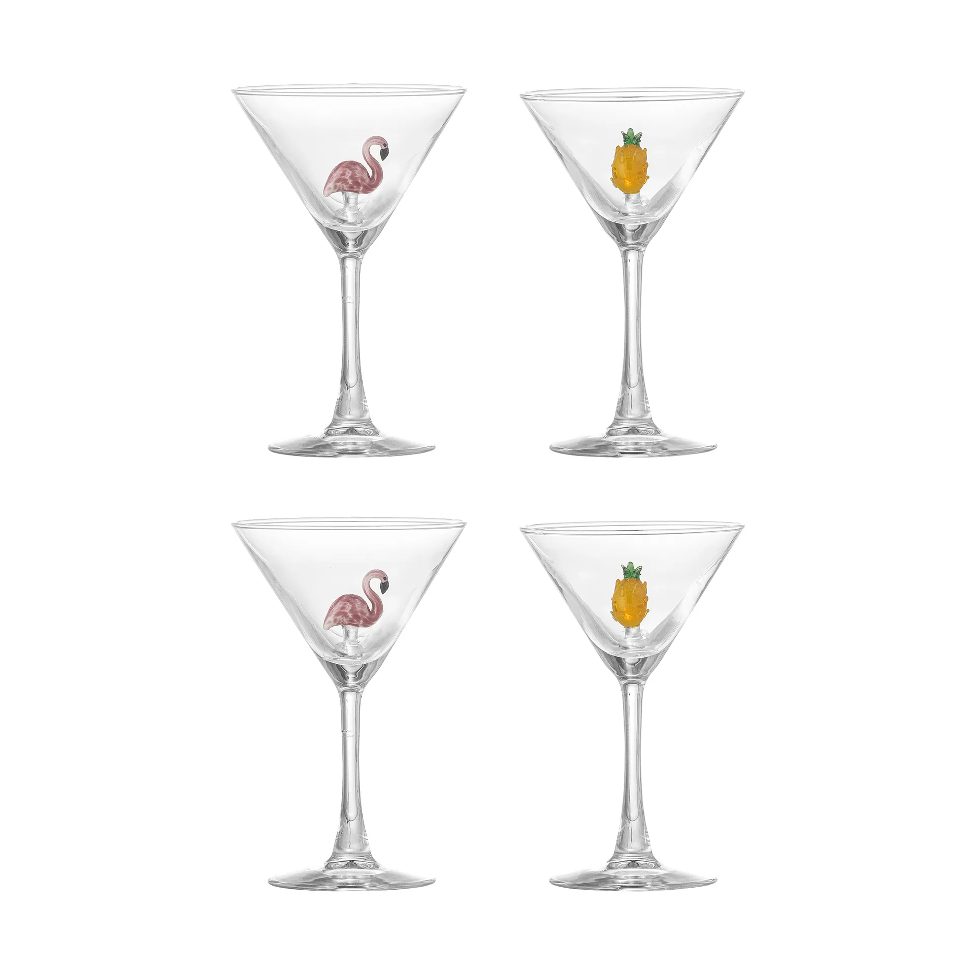 Verre à cocktail Misa 17 cl Lot de 4, Clear-flamingo, clear-pineapple Bloomingville