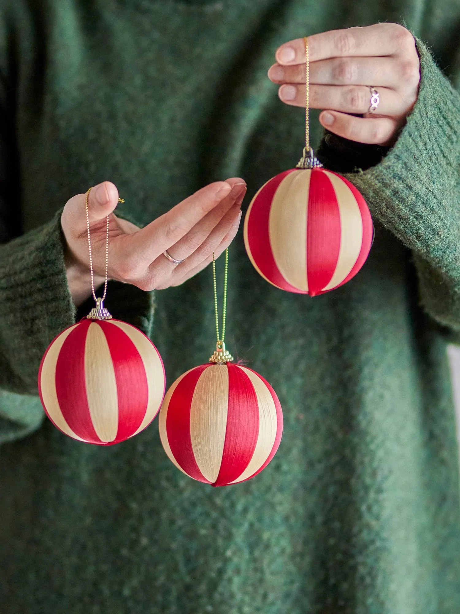 Wynn boule de Noël, Rouge, lot de 3, Ø8 cm Bloomingville