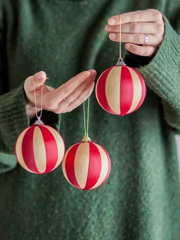 Wynn boule de Noël - Rouge, lot de 3, Ø8 cm - Bloomingville