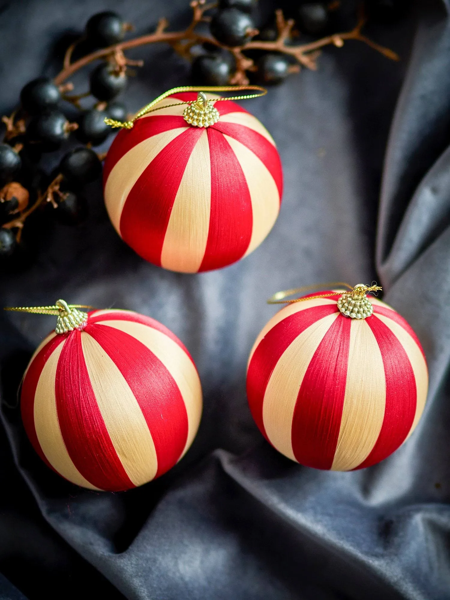 Wynn boule de Noël, Rouge, lot de 3, Ø8 cm Bloomingville