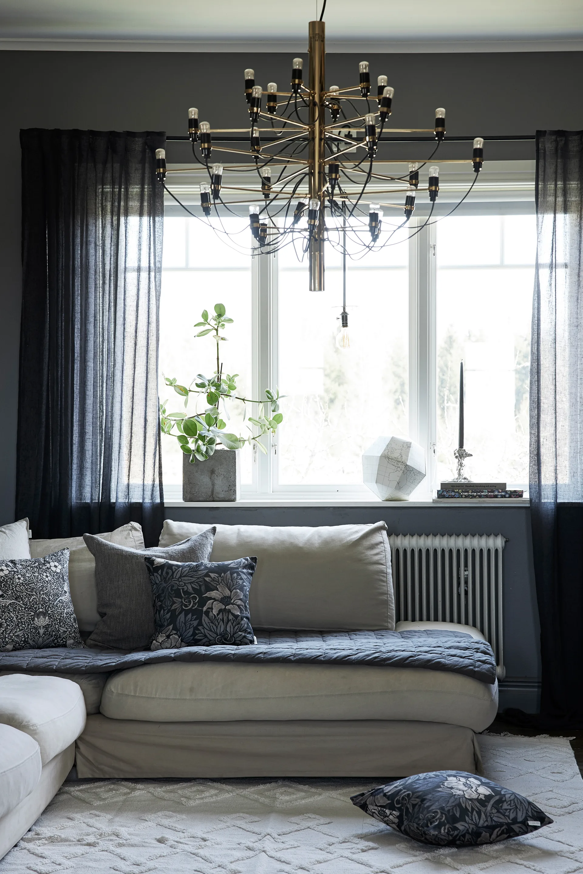 Ensemble de rideaux Mirja 130x275 cm, Noir-gris Boel & Jan