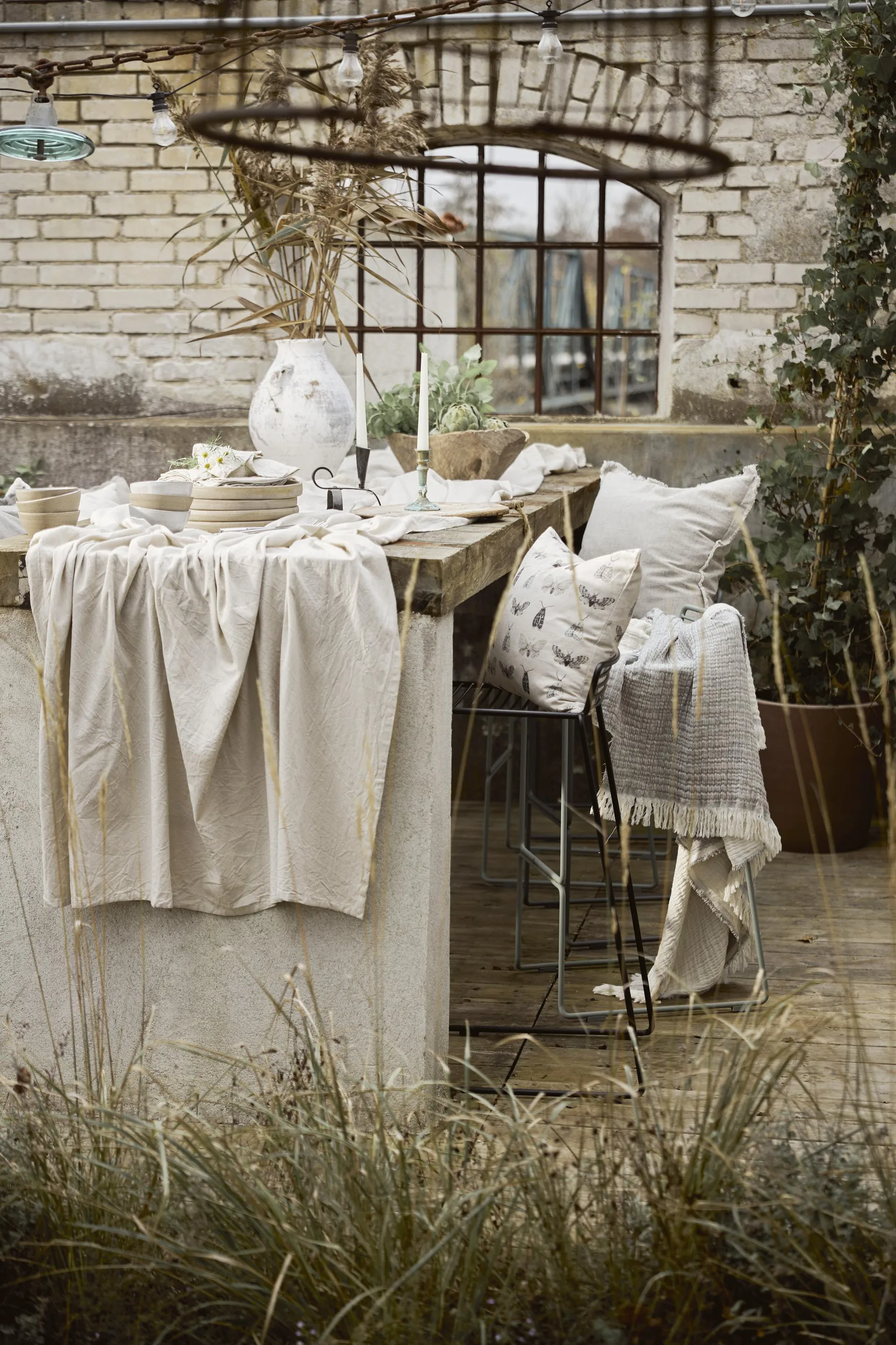 Housse de coussin Katsiki 50x50 cm, Gris clair Boel & Jan