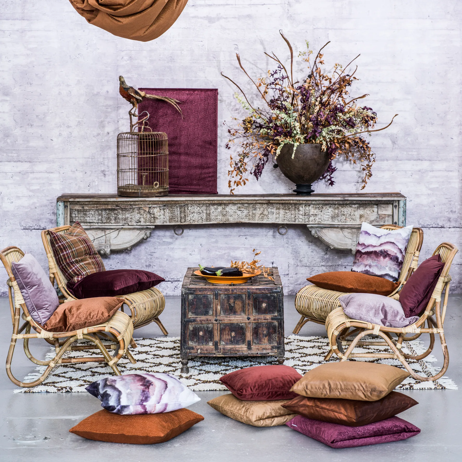 Housse de coussin velours Anna, rouille rouge Boel & Jan