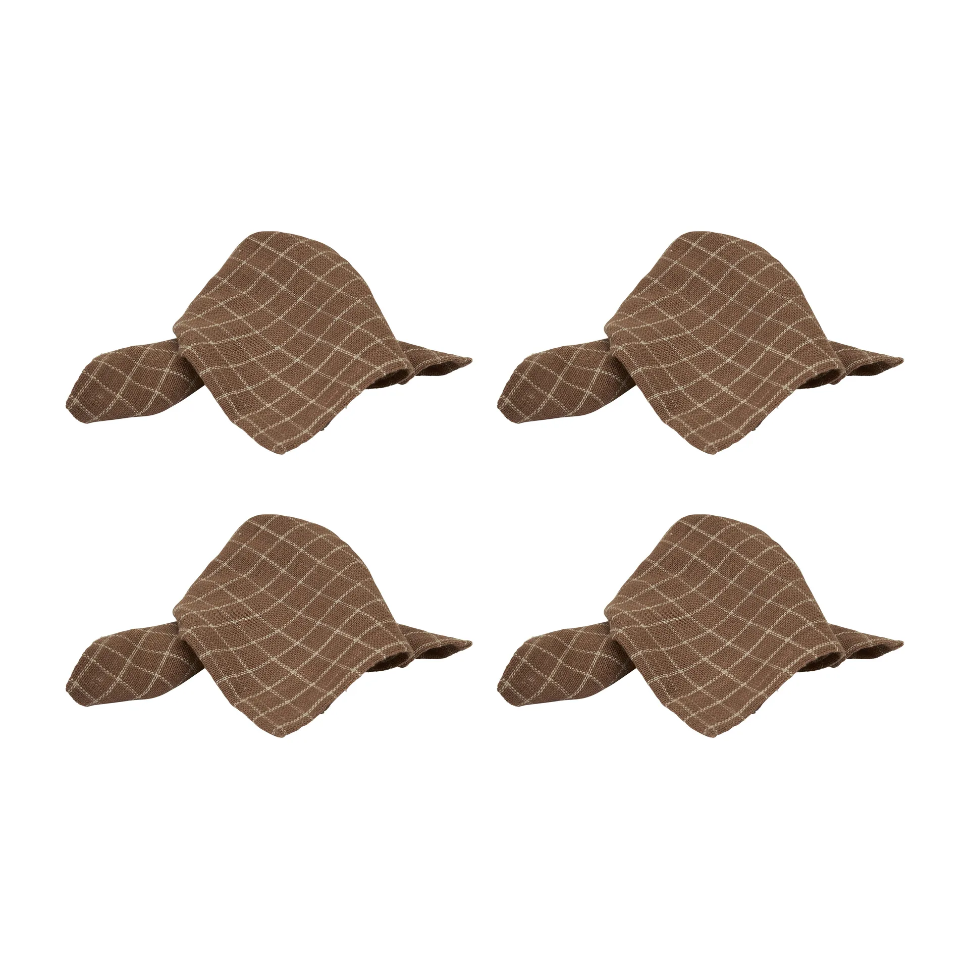 Lot de 4 petites serviettes en coton Lunnevik 40x40 cm, Marron Boel & Jan