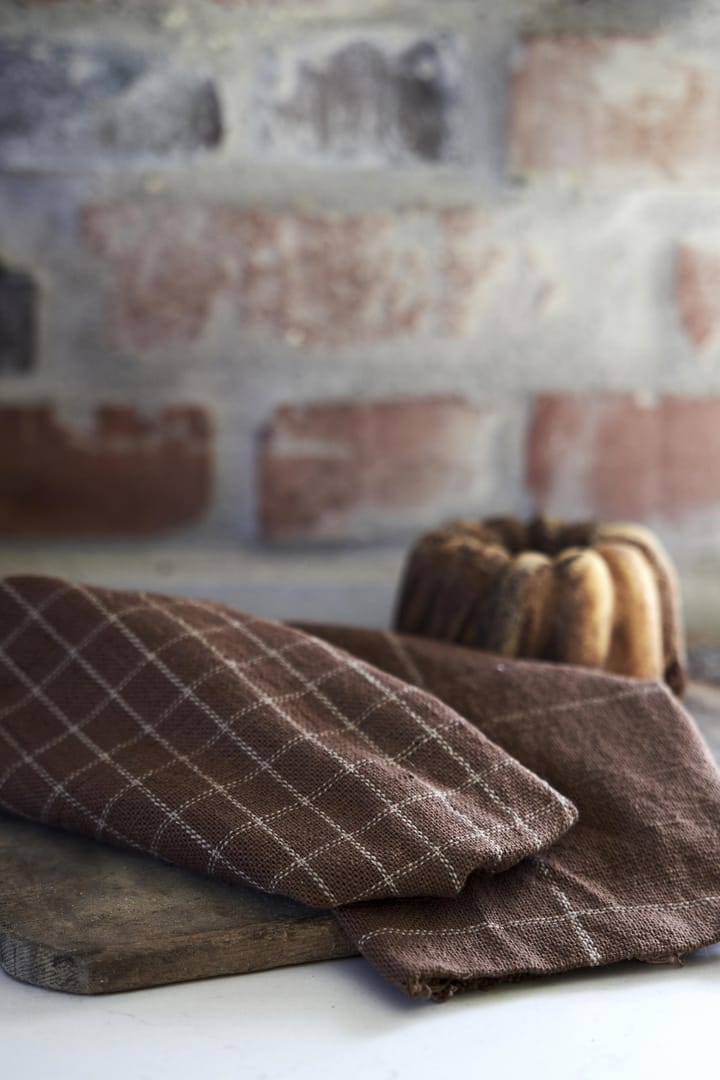 Lot de 4 petites serviettes en coton Lunnevik 40x40 cm, Marron Boel & Jan