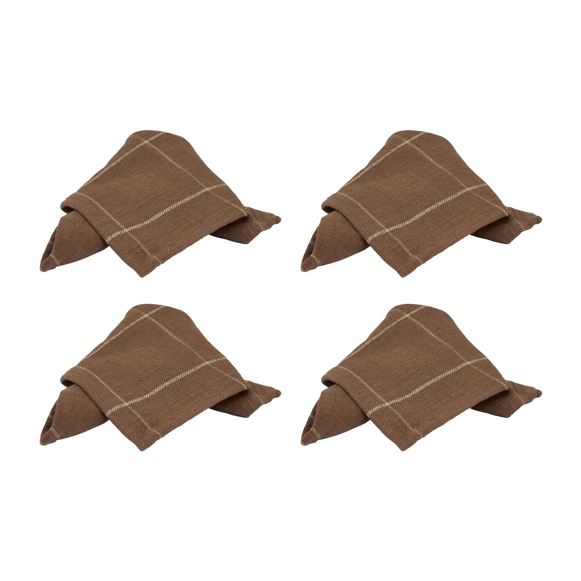 Lot de 4 serviettes en coton Lunnevik 40x40 cm, Marron Boel & Jan