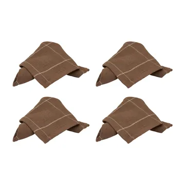 Lot de 4 serviettes en coton Lunnevik 40x40 cm - Marron - Boel & Jan