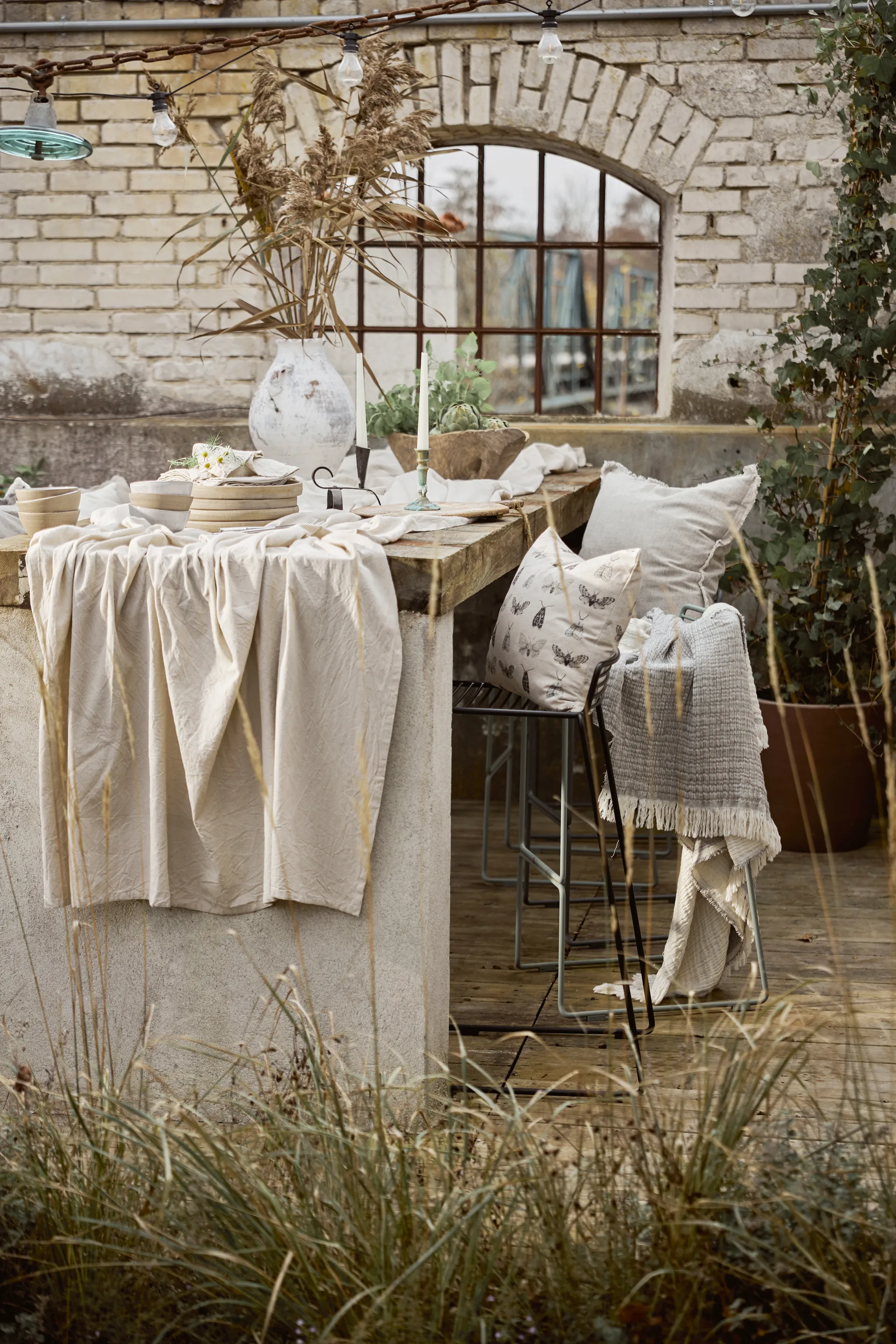 Plaid Samos 120x150 cm, Gris Boel & Jan