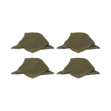 Serviette Astrid 40x40 cm, lot de 4 - Vert - Boel & Jan