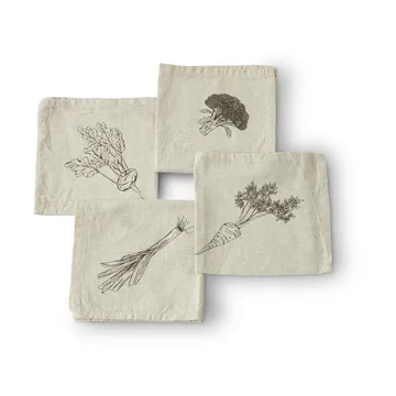 Serviette Odla 40x40 cm, 4 pièces - Beige-marron - Boel & Jan