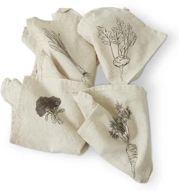 Serviette Odla 40x40 cm, 4 pièces - Beige-marron - Boel & Jan