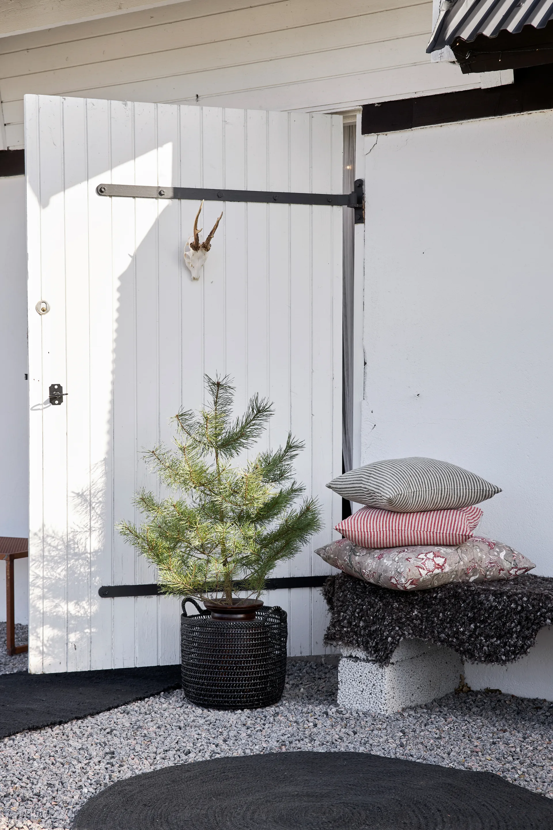 Taie Rough Linen Stripe 45x45 cm, Rouge Boel & Jan