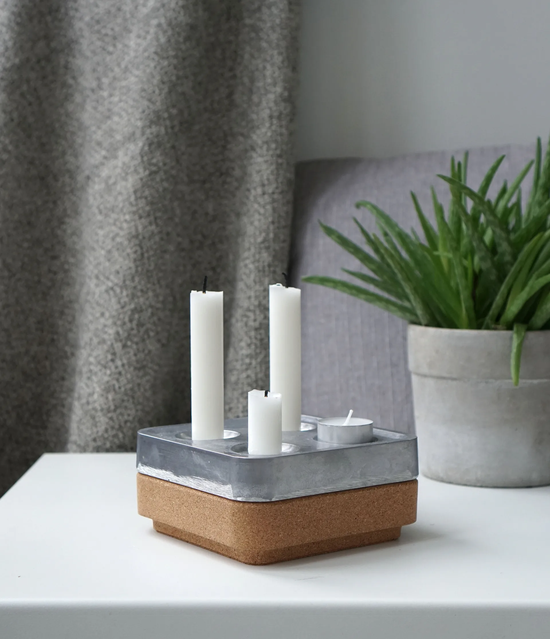 bol en liège pour les quatre chandeliers 16x16 cm, Marron Born In Sweden