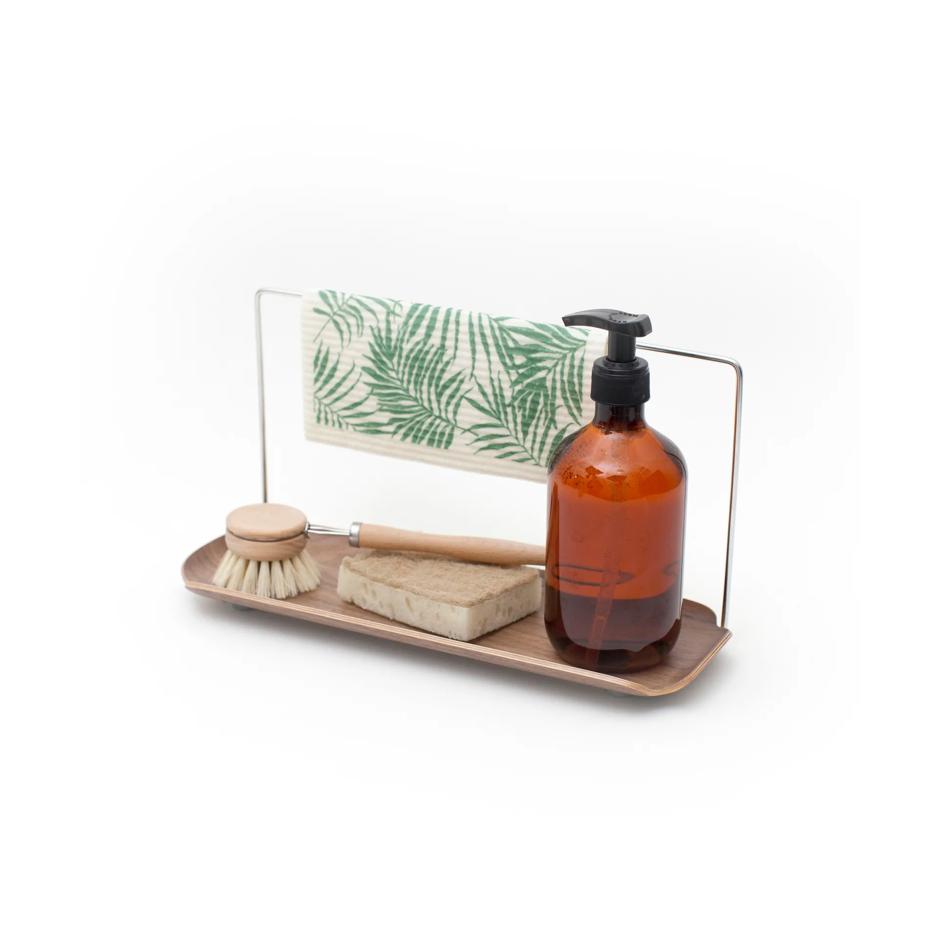 Égouttoir avec support pour chiffon LEAF, Noyer-inox Bosign