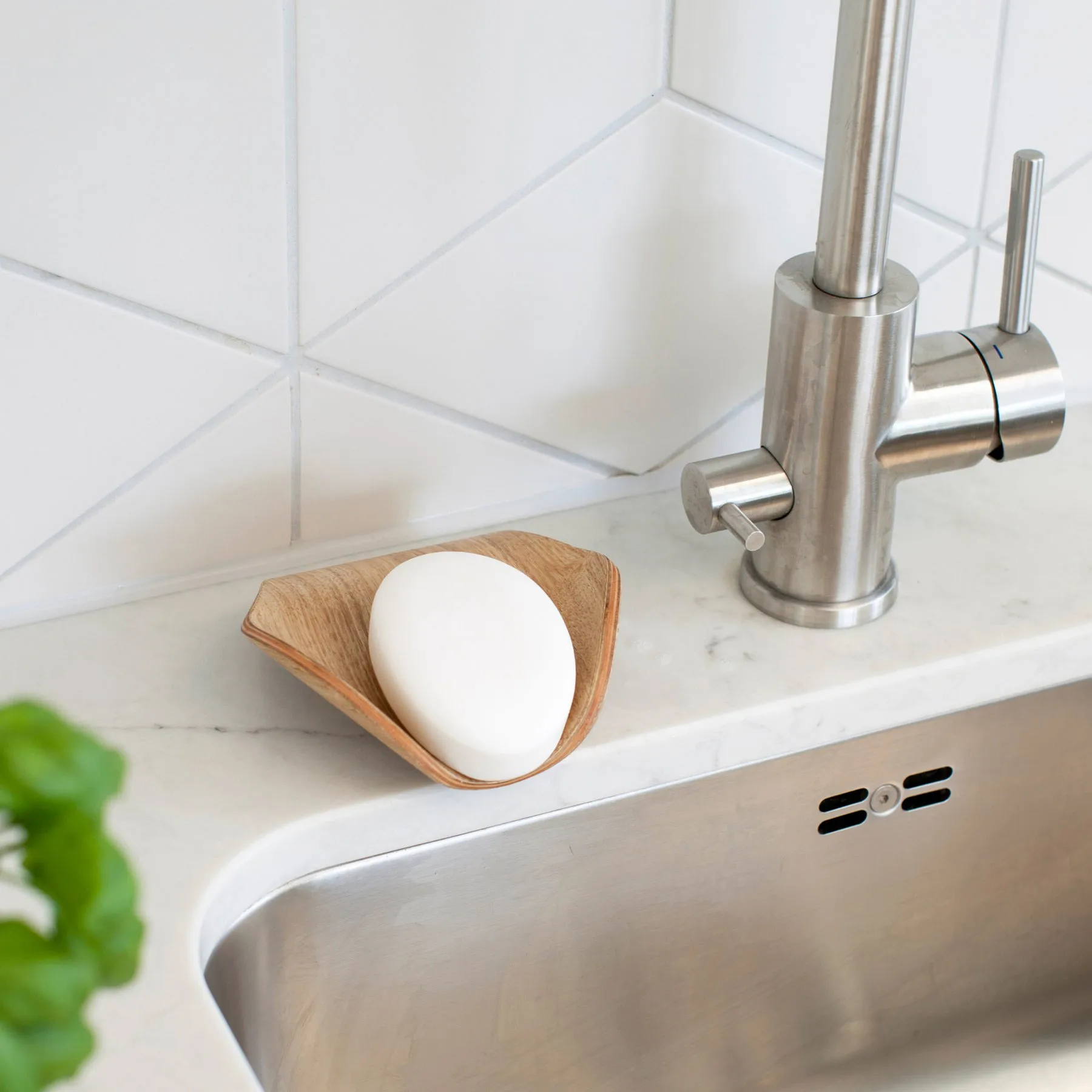 Porte-savon Leaf™ avec drainage 11,5x11,5 cm, Saule Bosign