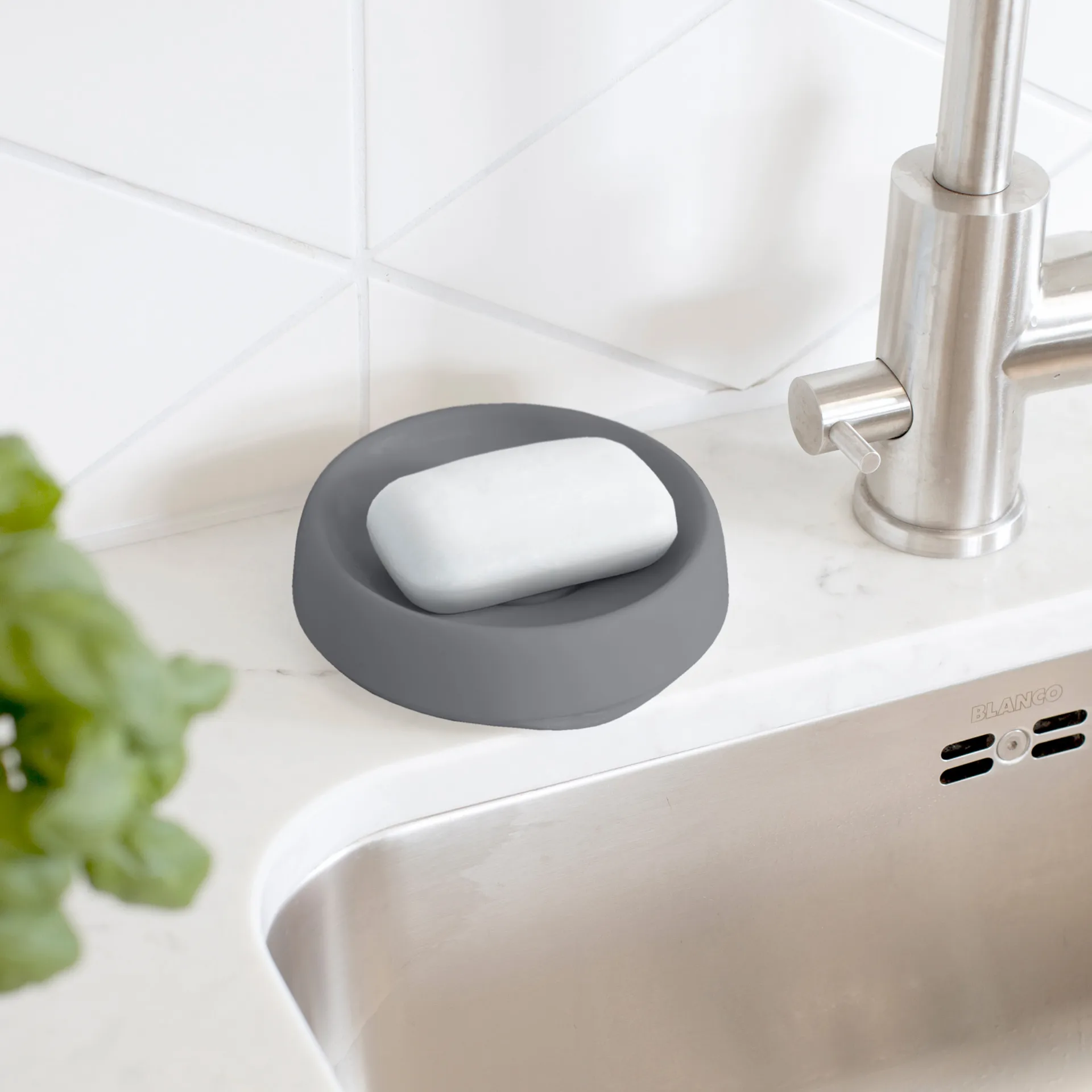 Porte-savon silicone avec égouttoir dissimulé medium, Graphite Bosign