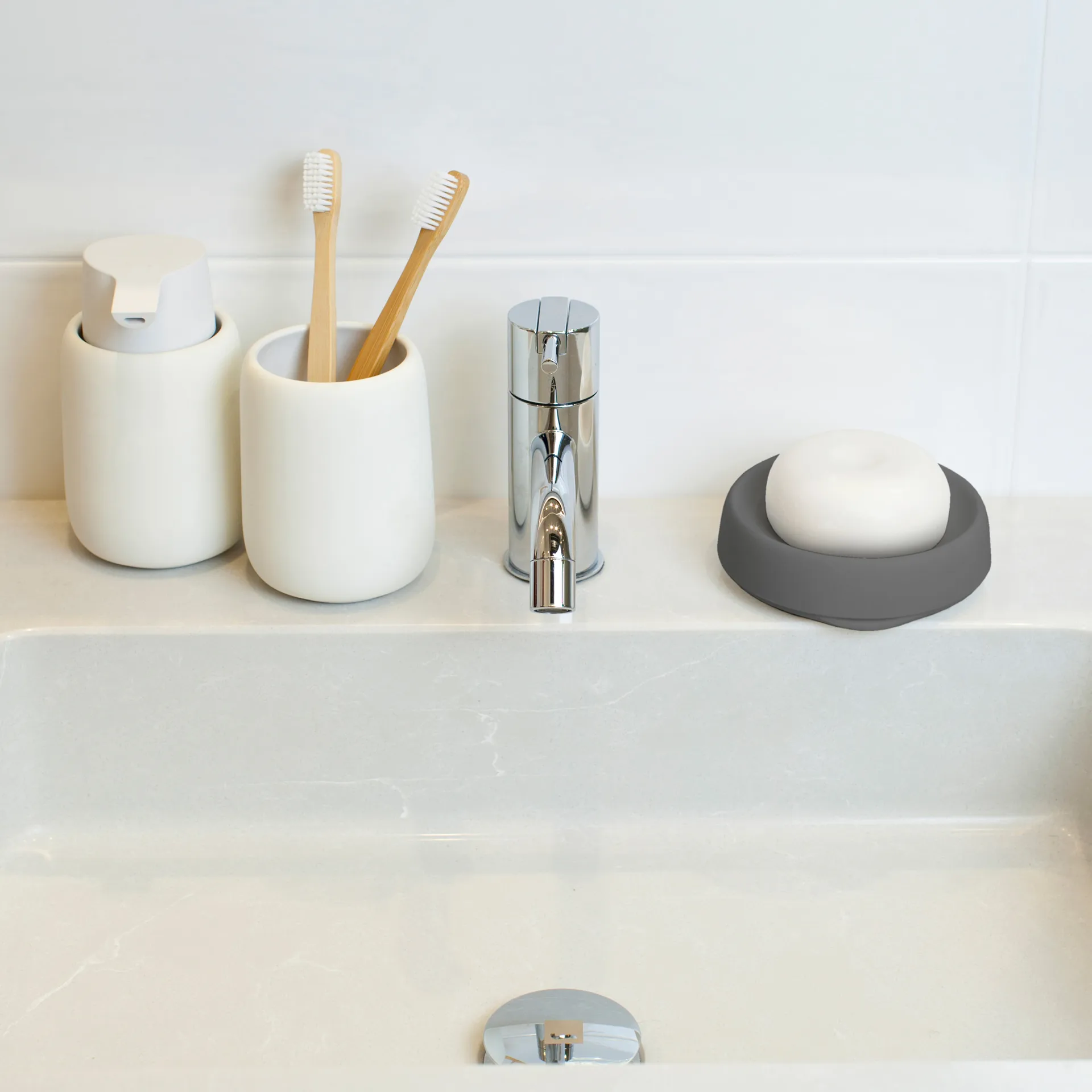 Porte-savon silicone avec égouttoir dissimulé medium, Graphite Bosign