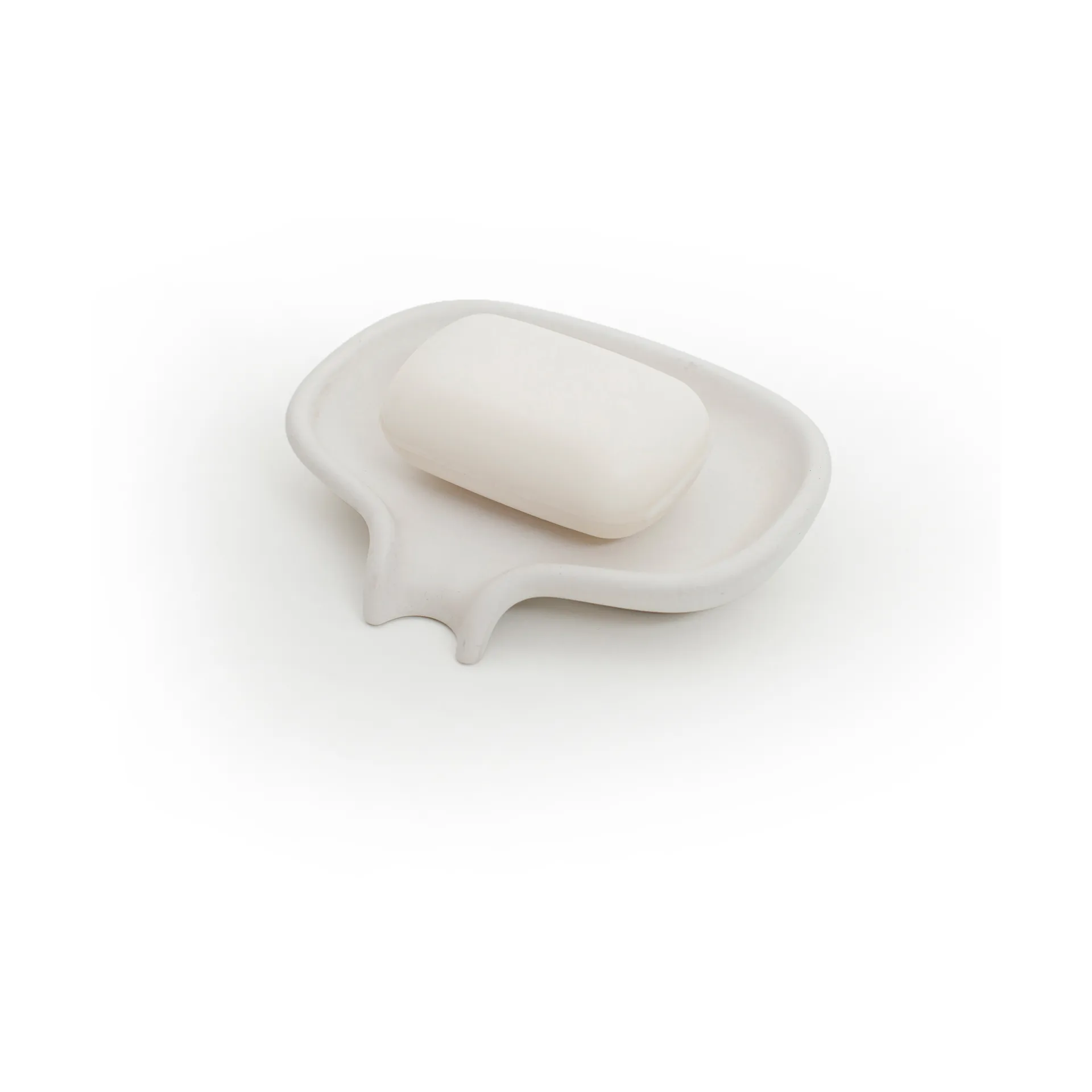 Porte-savon Soap Saver Flow avec bec d’écoulement en béton, Blanc Bosign