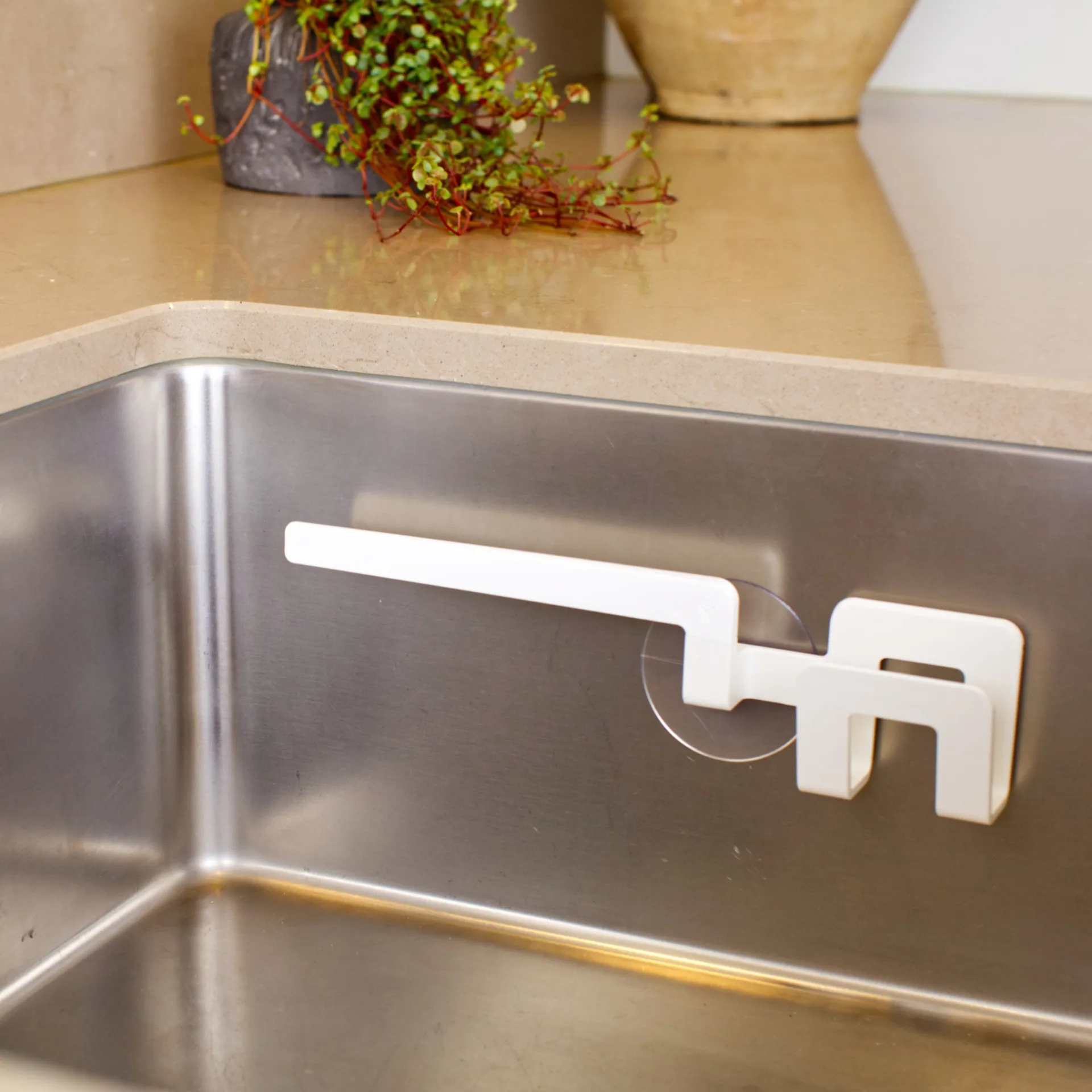 Support pour chiffon et éponge avec ventouse, Blanc Bosign