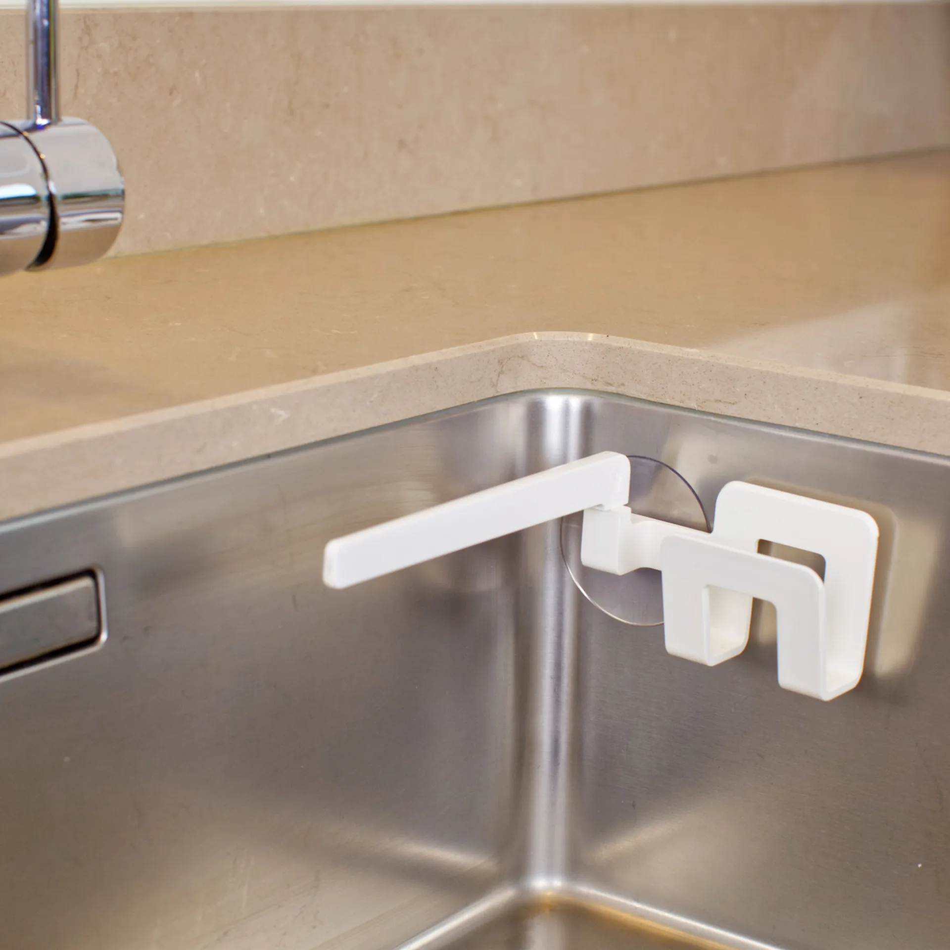 Support pour chiffon et éponge avec ventouse, Blanc Bosign