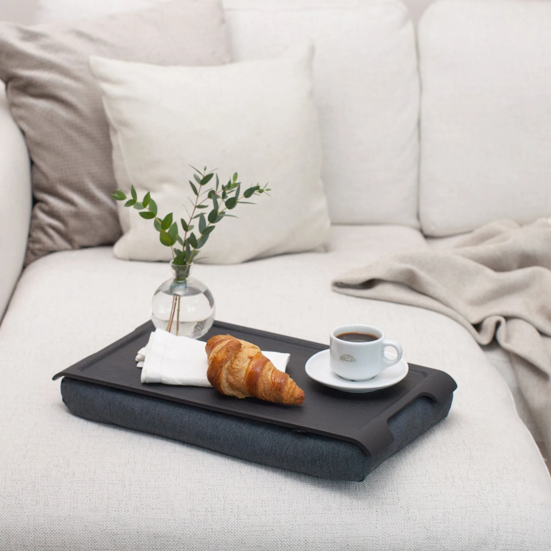 Tablette de genou Laptray anti-glisse 43x23 cm, Noir saule gris Bosign