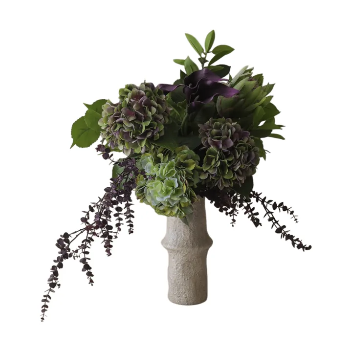 Bouquet artificiel Aubergine Bloom - Calla-hortensia-protée royale, 106 cm, 12 pièces - Botané