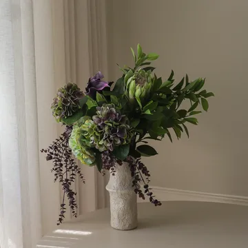 Bouquet artificiel Aubergine Bloom - Calla-hortensia-protée royale, 106 cm, 12 pièces - Botané