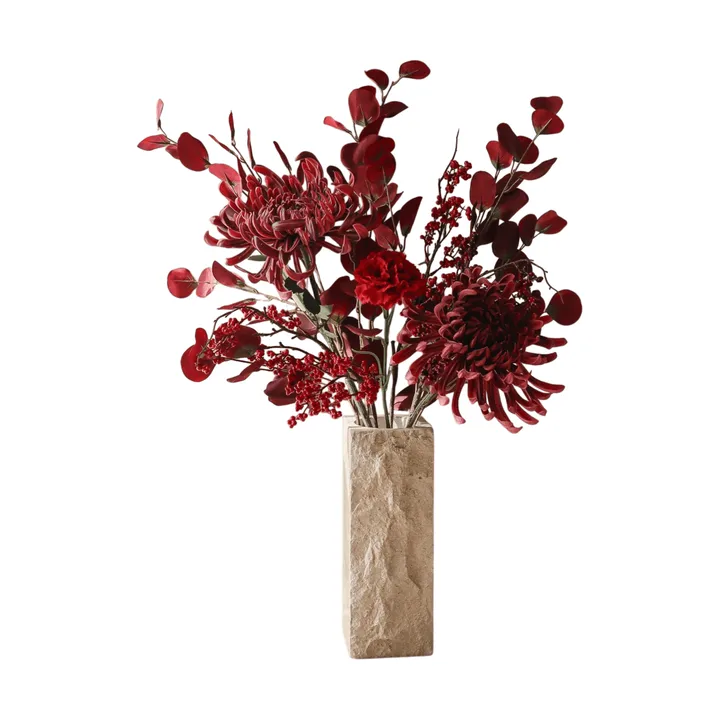 Bouquet artificiel Berry Drama - Chrysanthème araignée, œillet, eucalyptus, 84 cm - Botané