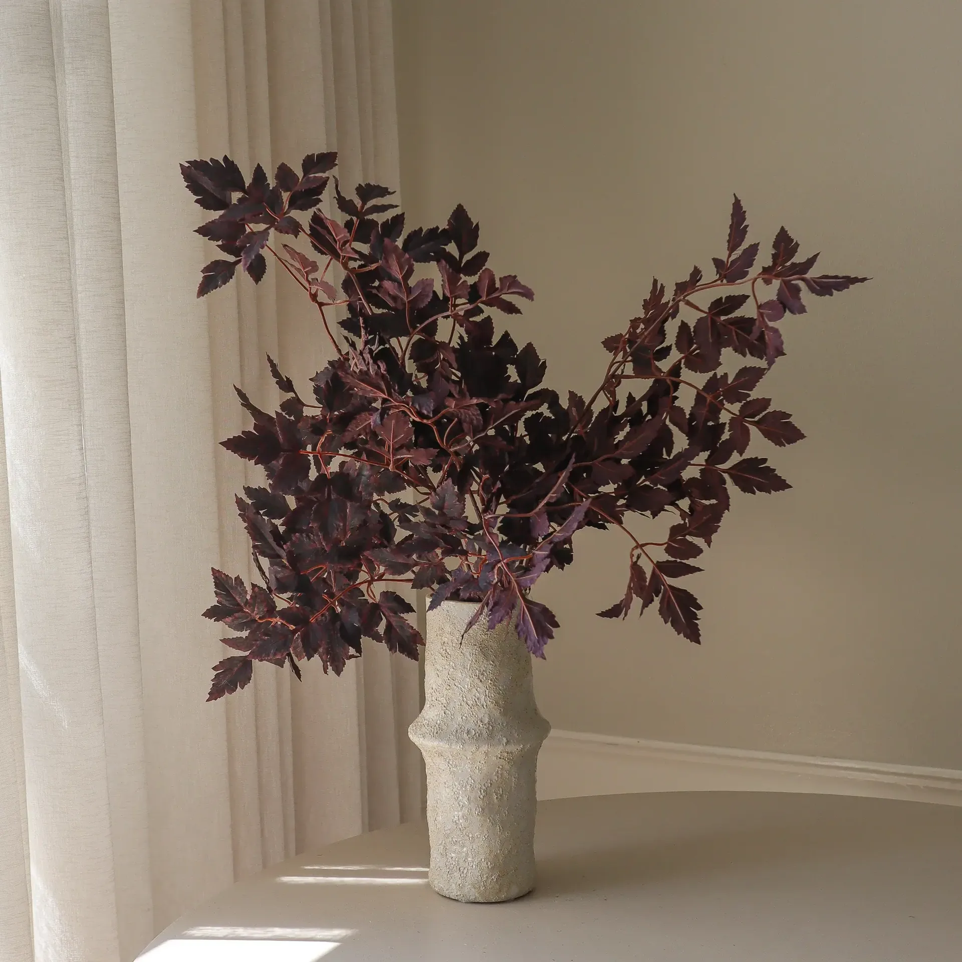 Bouquet artificiel Burgundy Plum Leaves, 85 cm, 4 pièces Botané