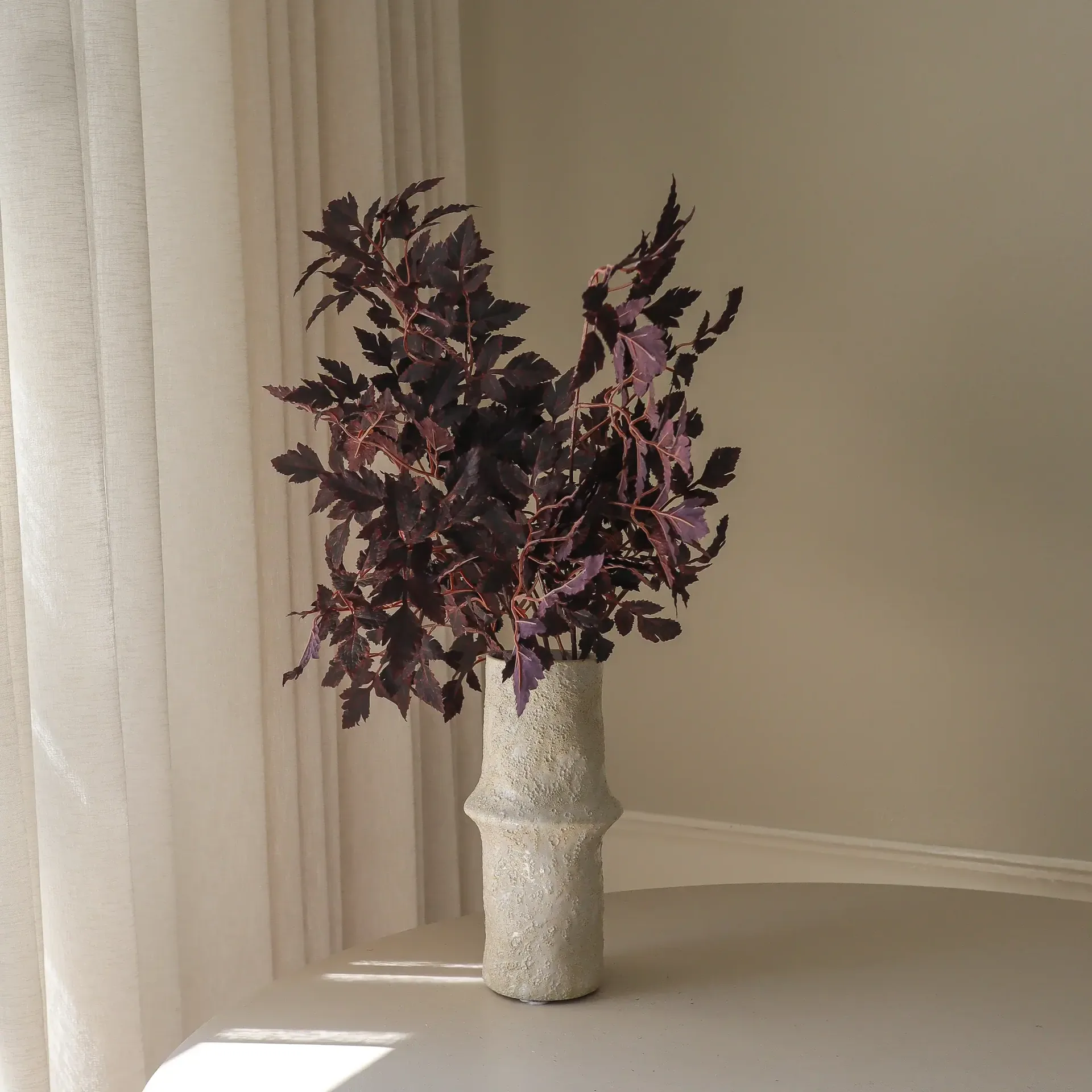 Bouquet artificiel Burgundy Plum Leaves, 85 cm, 4 pièces Botané