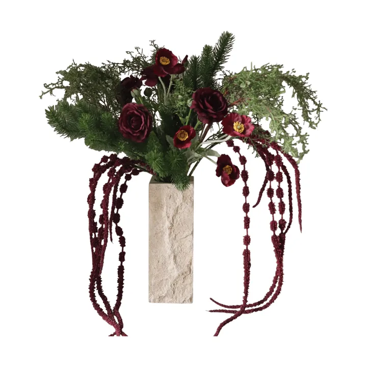 Bouquet artificiel Burnt Bloom - Renoncules, pavots, alliums, amarantes, 90 cm - Botané