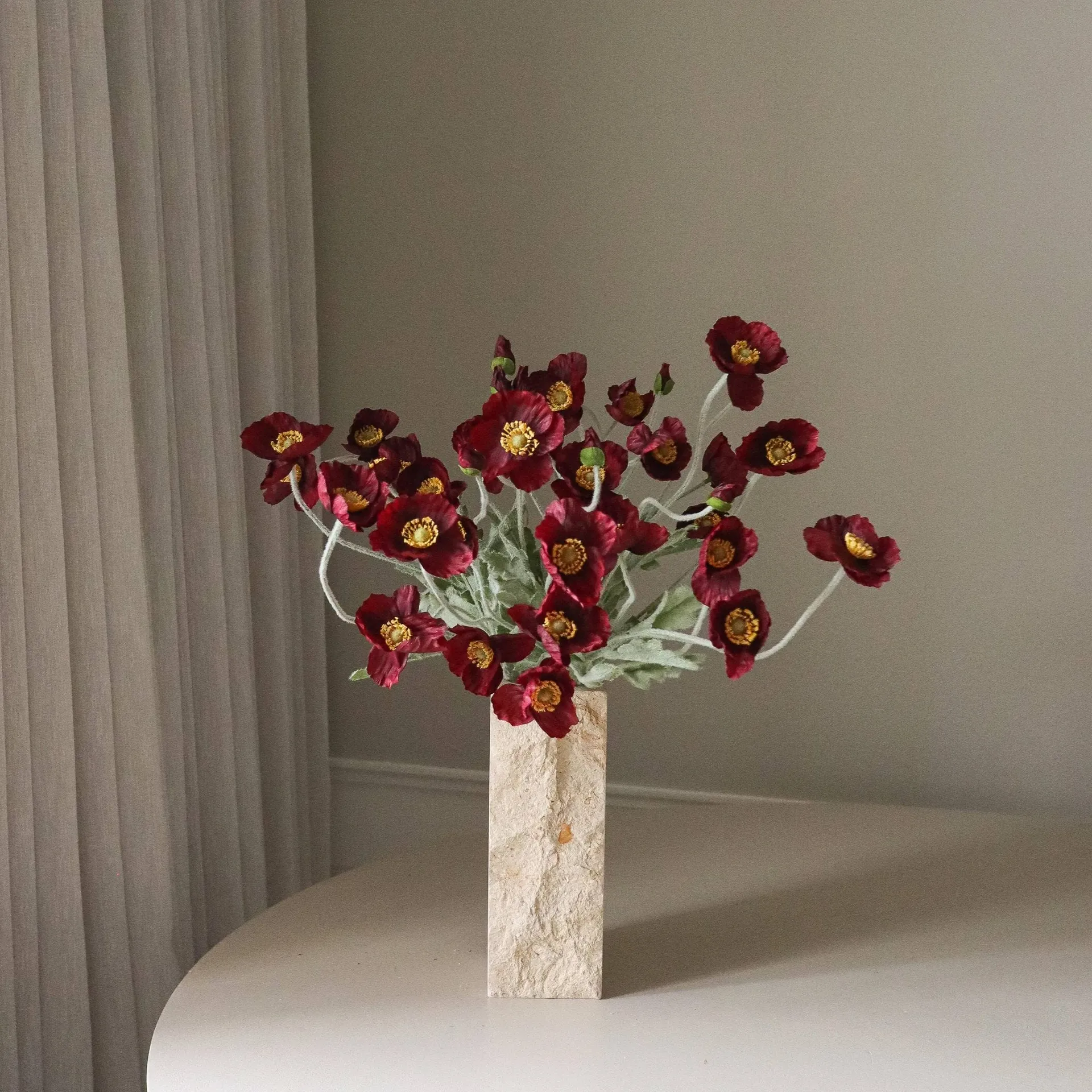 Bouquet artificiel de coquelicots, Bordeaux, 56 cm, 10 pcs Botané