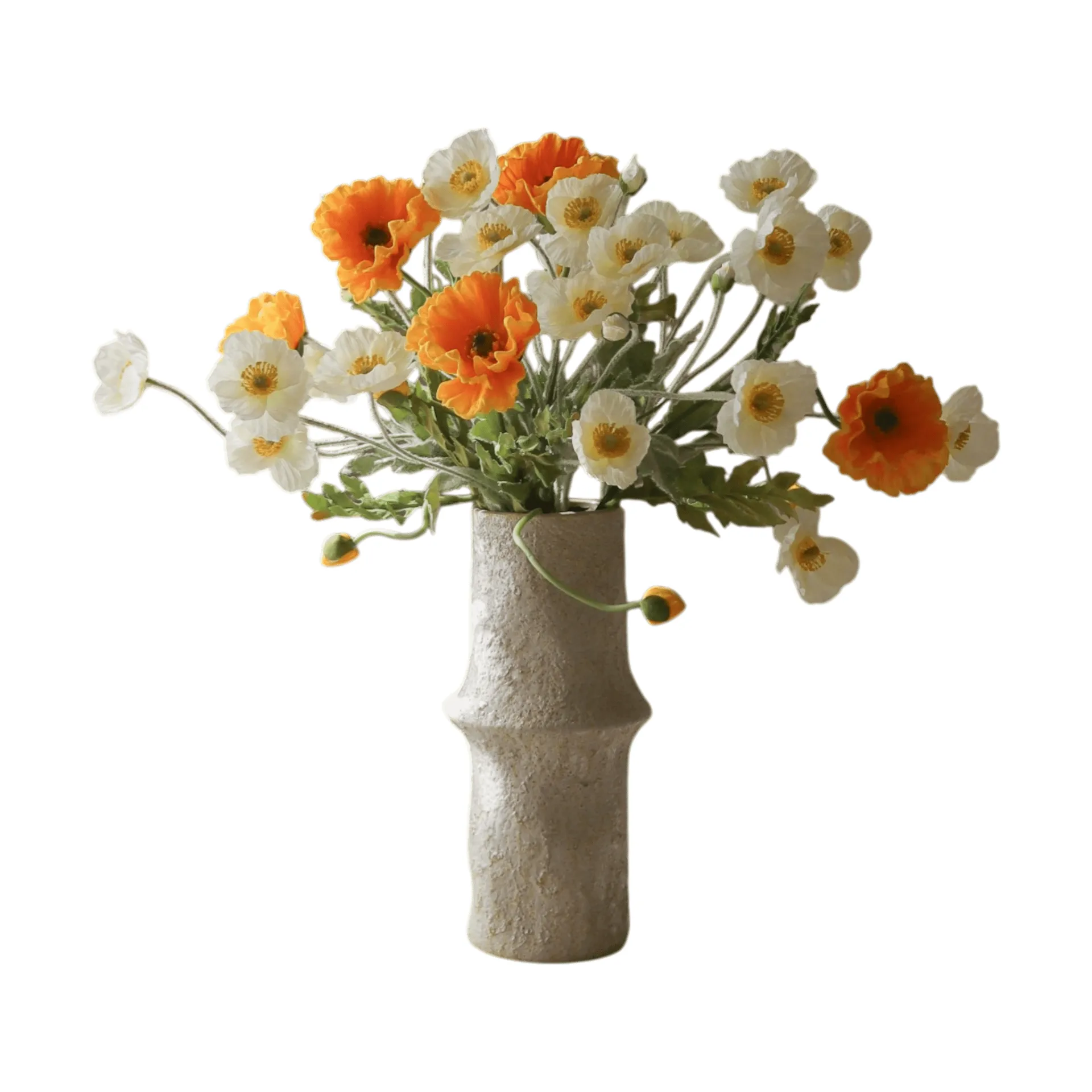 Bouquet artificiel de coquelicots, Daylight, blanc-orange Botané