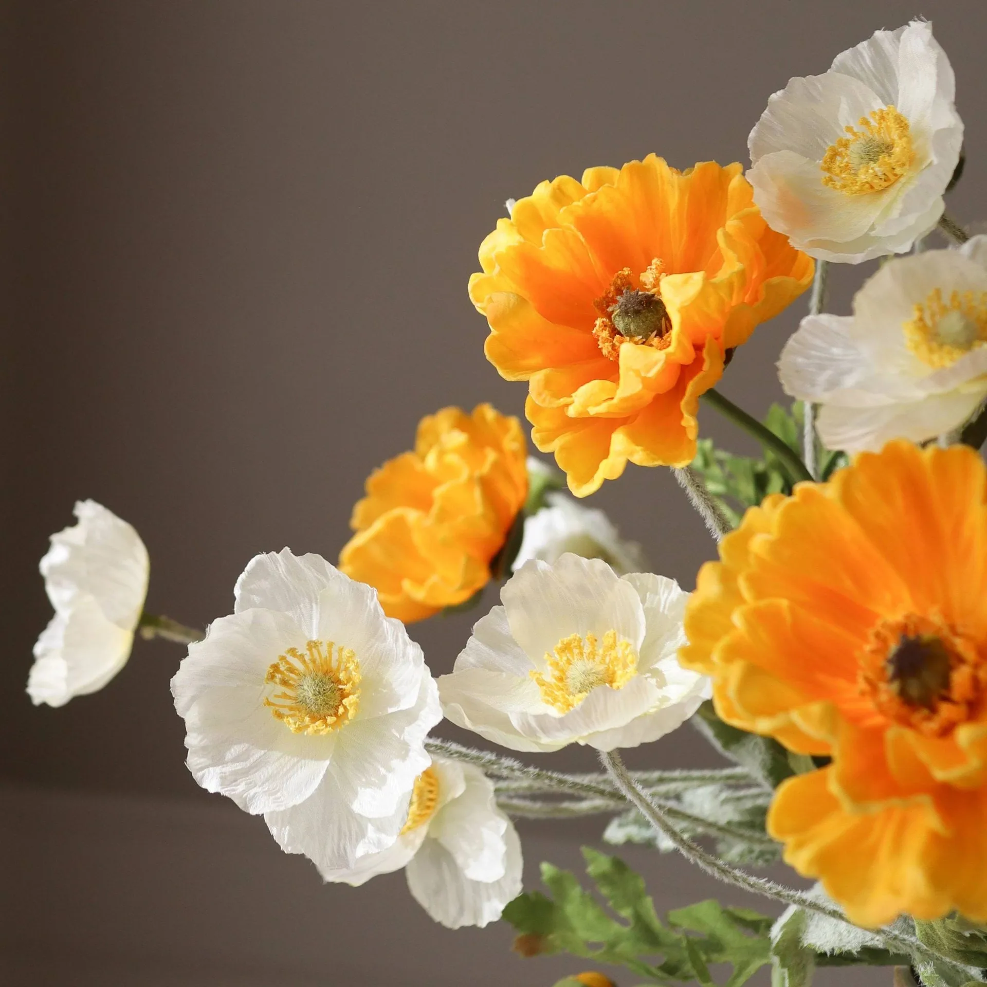 Bouquet artificiel de coquelicots, Daylight, blanc-orange Botané