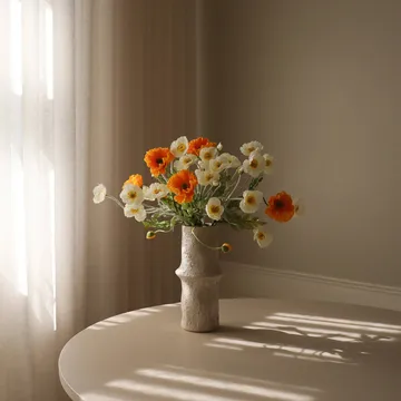 Bouquet artificiel de coquelicots - Daylight, blanc-orange - Botané