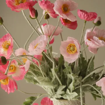 Bouquet artificiel de coquelicots - Pink Pursuit, rose clair-rose, 10 pcs - Botané