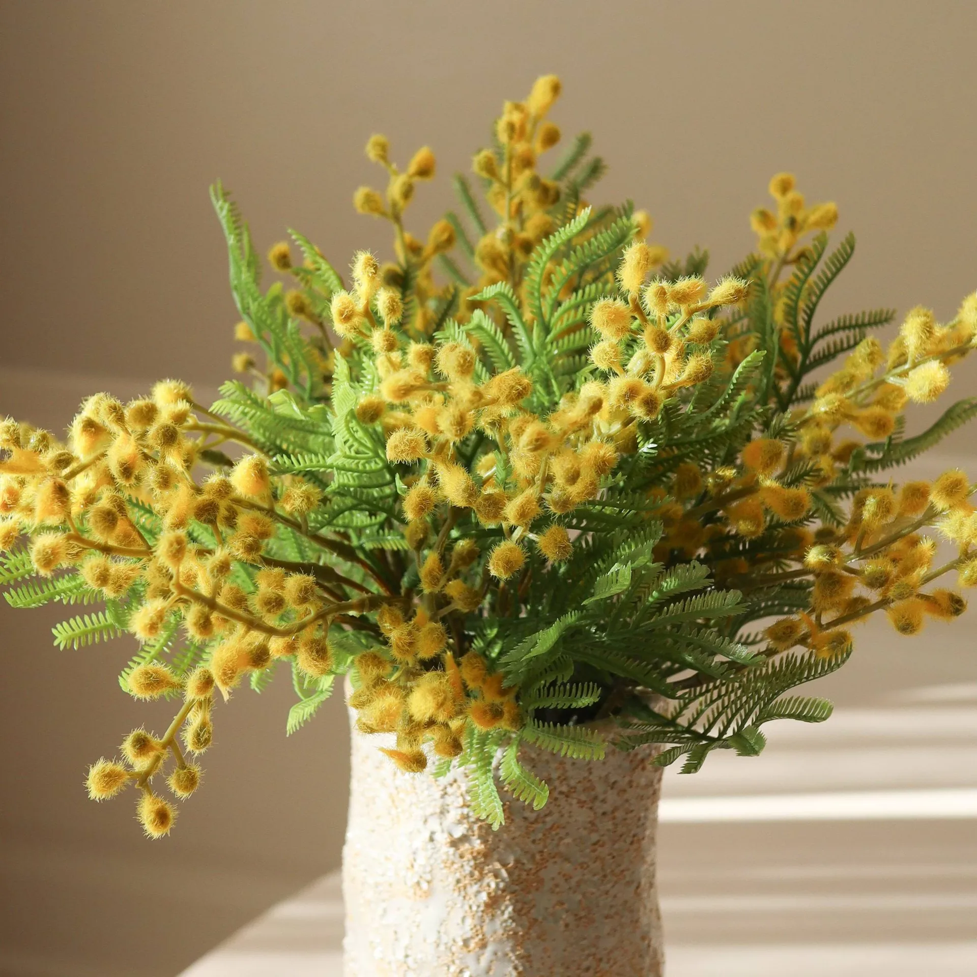 Bouquet artificiel de mimosa, Mini, jaune 10 pcs Botané