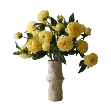 Bouquet artificiel de pivoines - Large, jaune 7 pcs - Botané