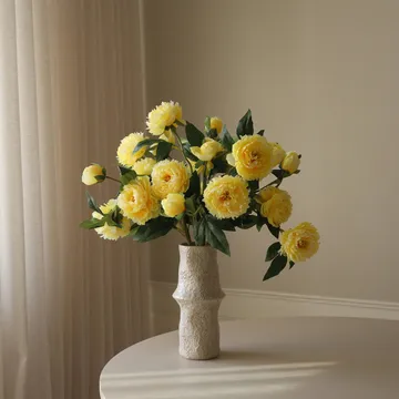 Bouquet artificiel de pivoines - Large, jaune 7 pcs - Botané