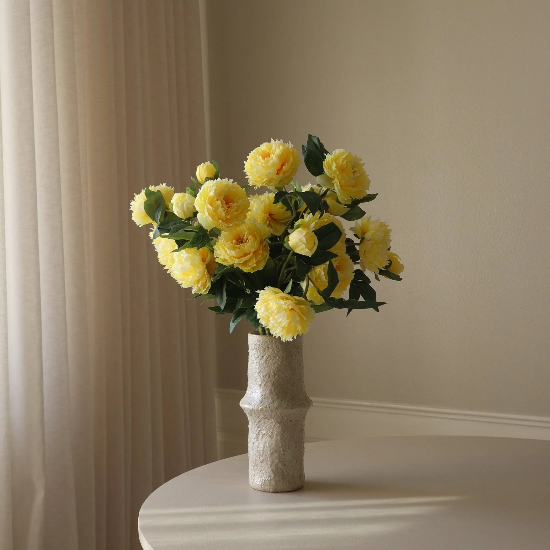 Bouquet artificiel de pivoines, Large, jaune 7 pcs Botané