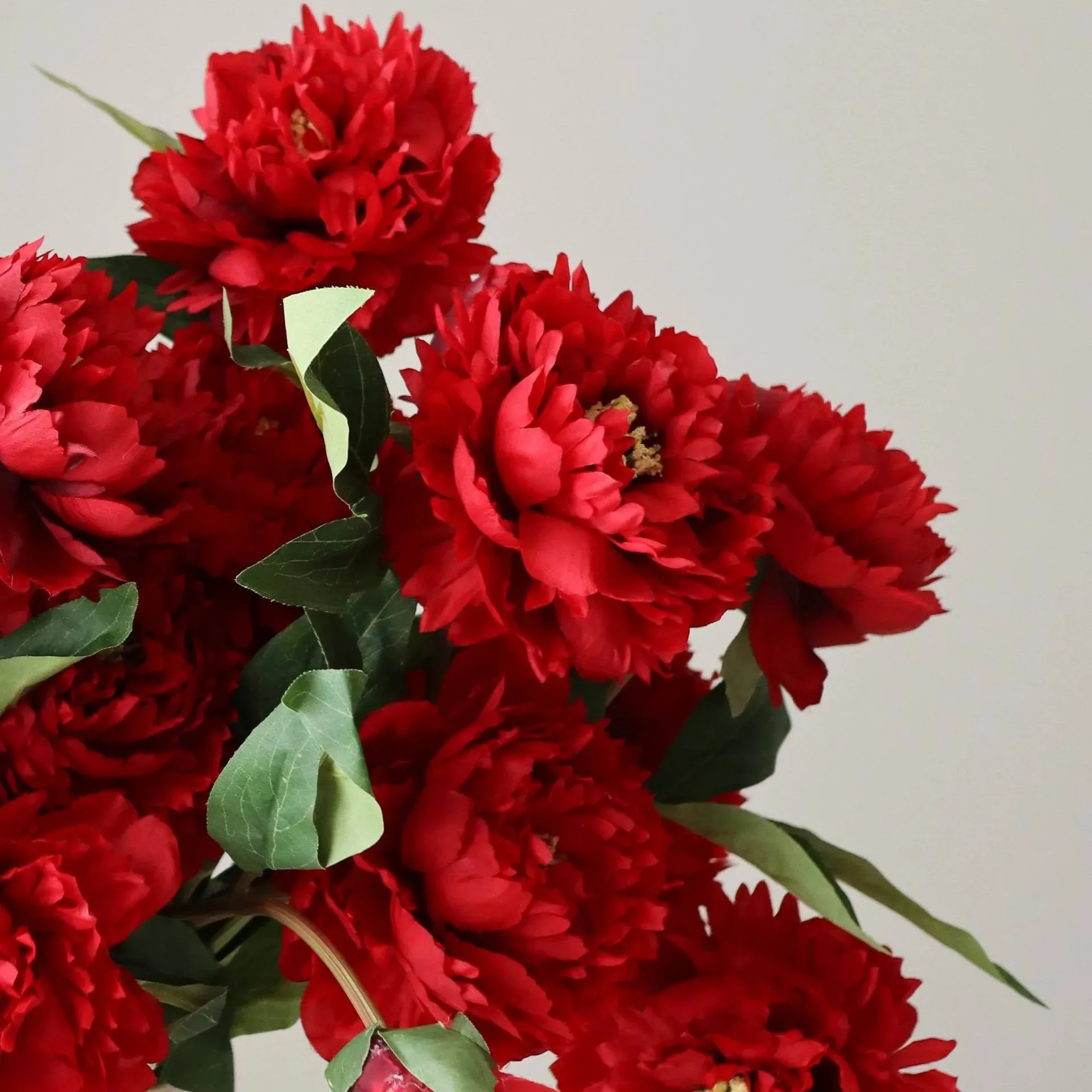 Bouquet artificiel de pivoines, Large, rouge 7 pcs Botané